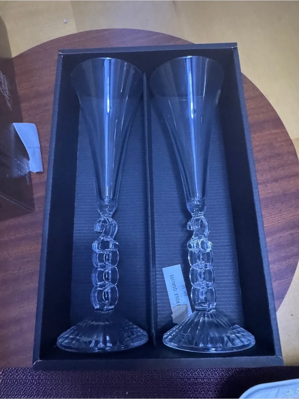 Vintage Crystal Champagne Set of 2 Glasses  Cristal d'Arques 2000 Millennium